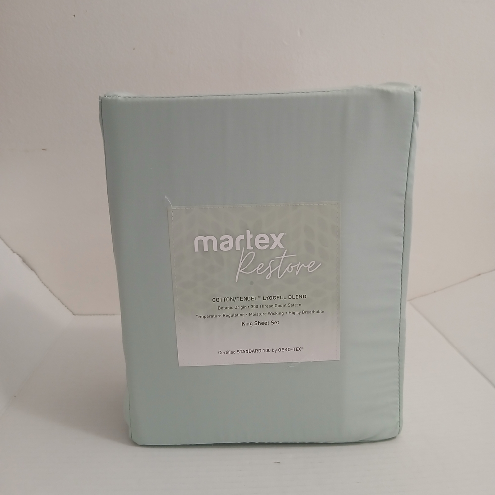 Martex Restore Solid Cotton and Tencel King Sheet Set 52% Cotton 48% Telcel New - Picture 4 of 6